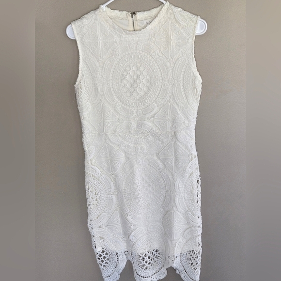 Stella Luce Sleeveless White Crochet Lace Overlay Mini Dress, Size Large - Picture 1 of 4